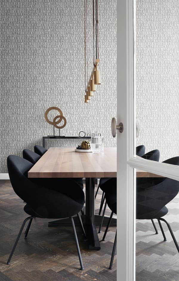 Origin Wallcoverings tapet gamle metaltrykte bogstaver gråt 53 cm x 10,05 m
