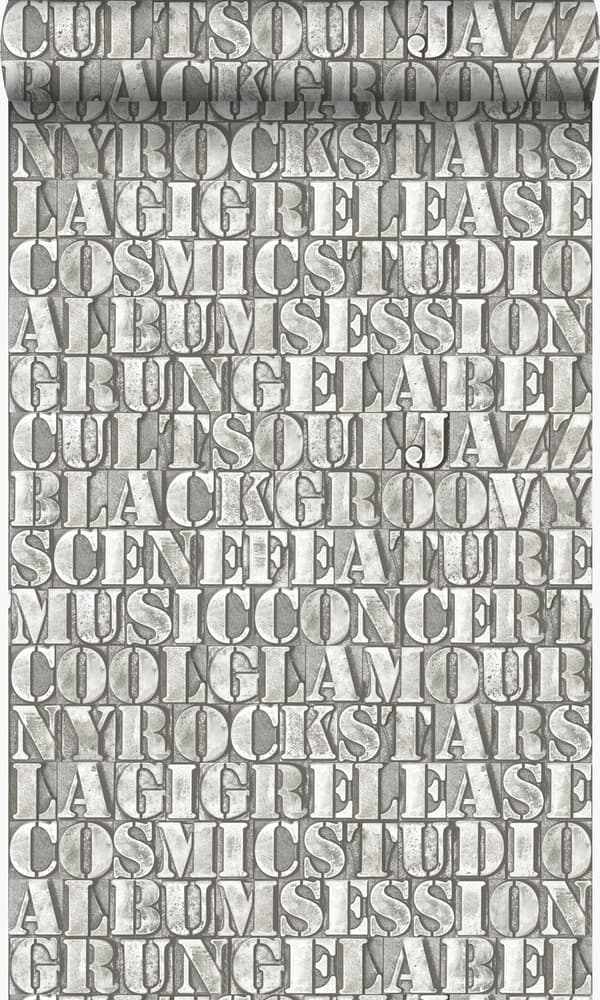 Origin Wallcoverings tapet gamle metaltrykte bogstaver gråt 53 cm x 10,05 m