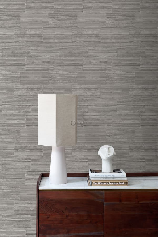 Origin Wallcoverings tapet grove retro naturstenblokke i halvstensforbandt mulvarpegråt 53 cm x 10,05 m