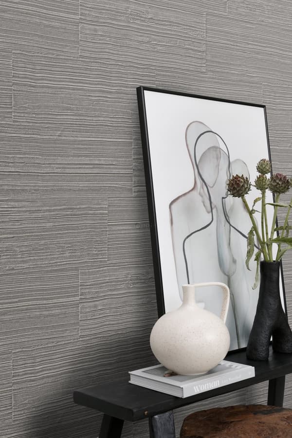 Origin Wallcoverings tapet grove retro naturstenblokke i halvstensforbandt mulvarpegråt 53 cm x 10,05 m