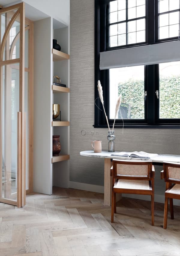 Origin Wallcoverings tapet grove retro naturstenblokke i halvstensforbandt mulvarpegråt 53 cm x 10,05 m