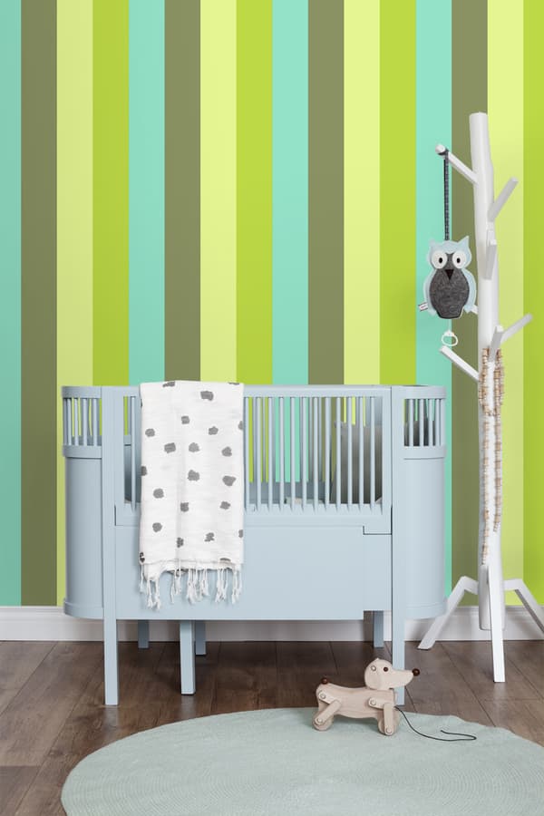 ESTAhome tapet ränder turkost och limegrönt 53 cm x 10,05 m