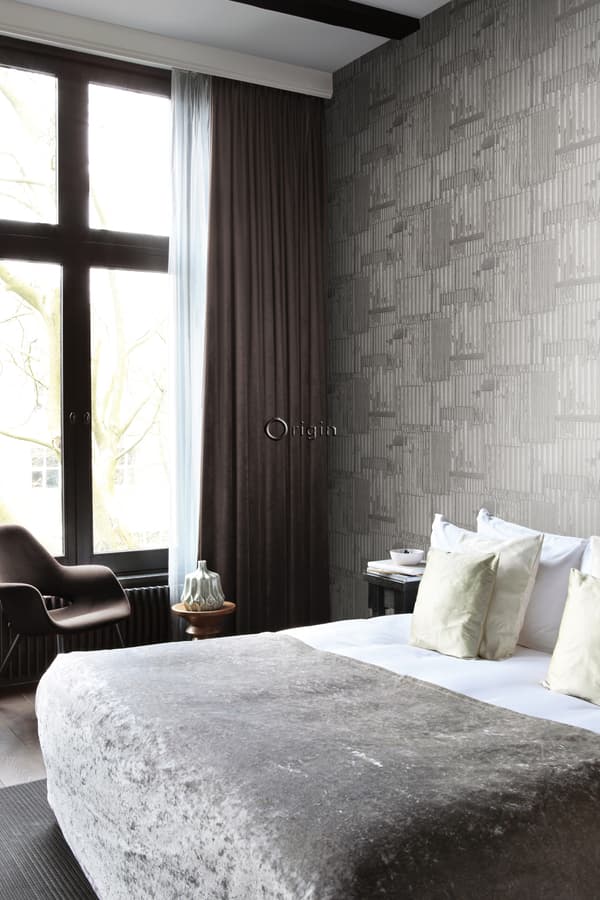 Origin Wallcoverings tapet industrielle korrugerede metalplader 3D mørkegråt 53 cm x 10,05 m