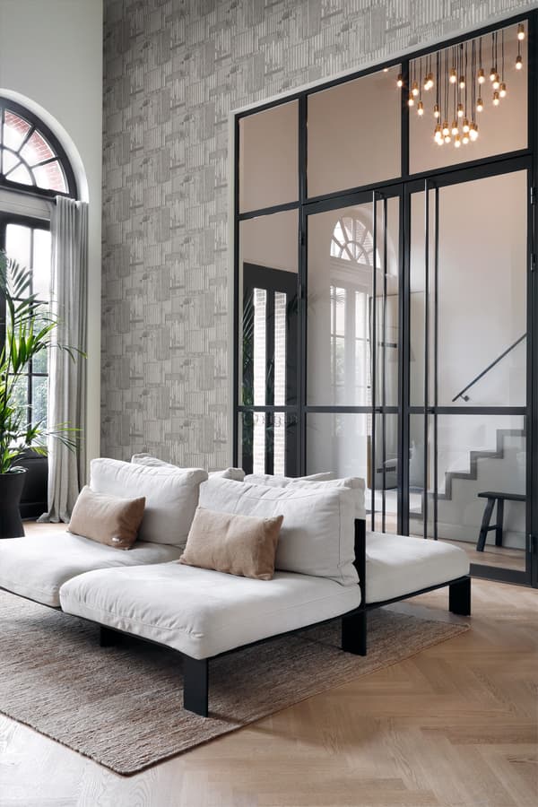 Origin Wallcoverings tapet industrielle korrugerede metalplader 3D mørkegråt 53 cm x 10,05 m
