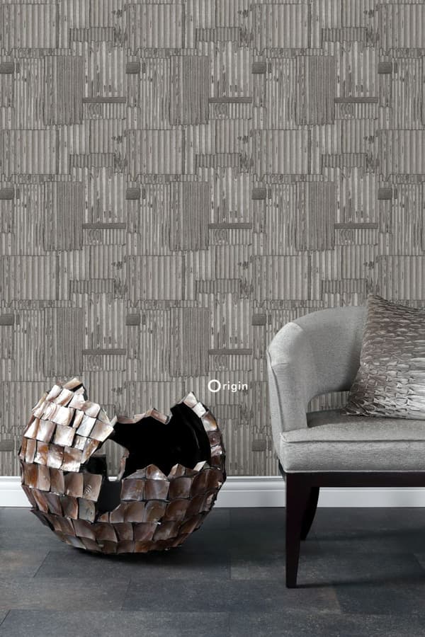 Origin Wallcoverings tapet industrielle korrugerede metalplader 3D mørkegråt 53 cm x 10,05 m