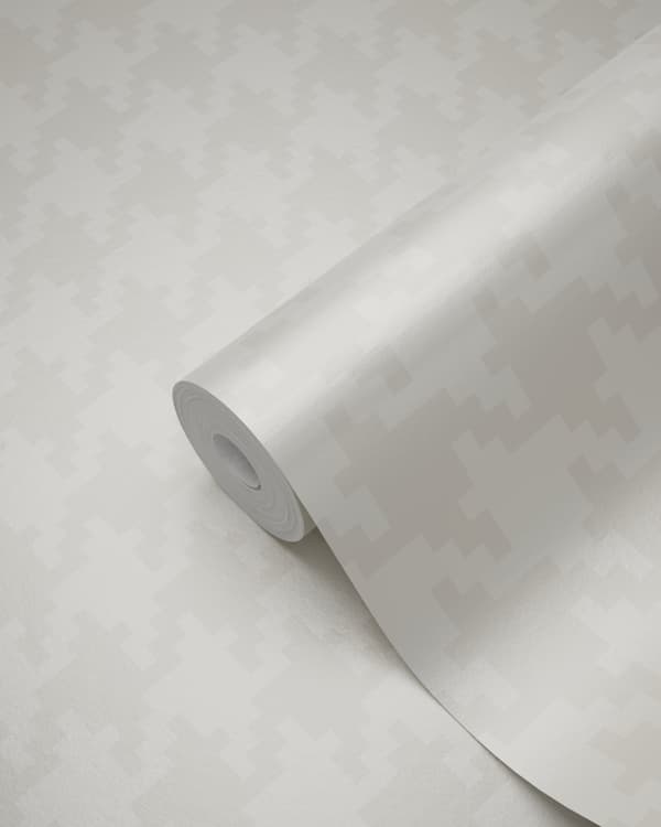 Origin Wallcoverings tapet hundetandsmotiv hvidt og sølv 53 cm x 10,05 m