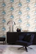Miniatyrbillede 4 af 8: Origin Wallcoverings tapet magnolia beige og turkis 53 cm x 10,05 m