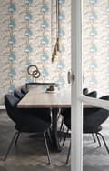 Miniatyrbillede 2 af 8: Origin Wallcoverings tapet magnolia beige og turkis 53 cm x 10,05 m