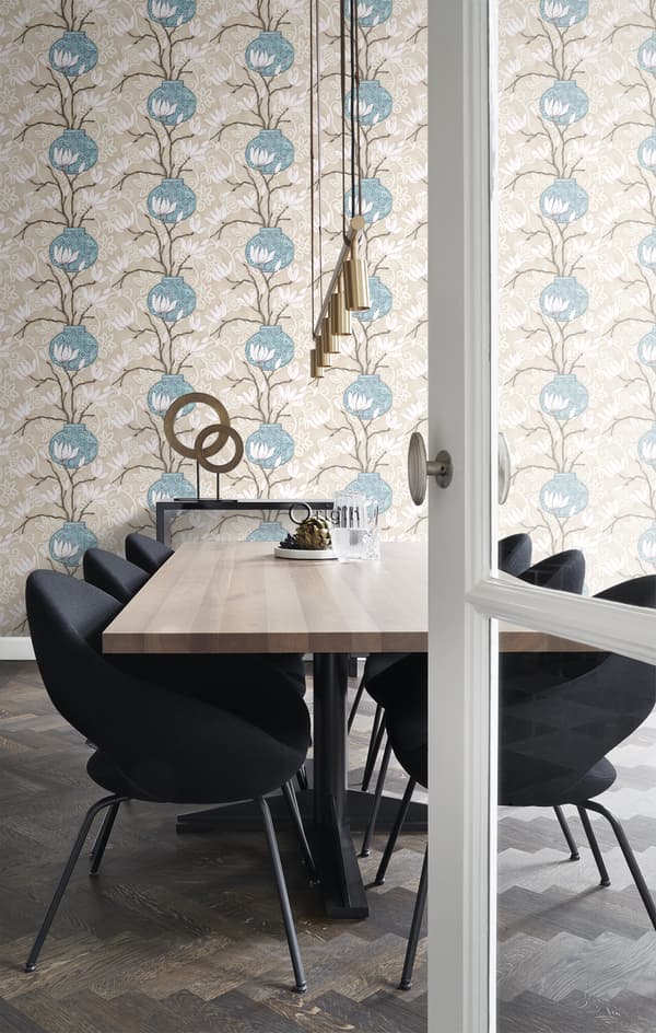 Origin Wallcoverings tapet magnolia beige og turkis 53 cm x 10,05 m