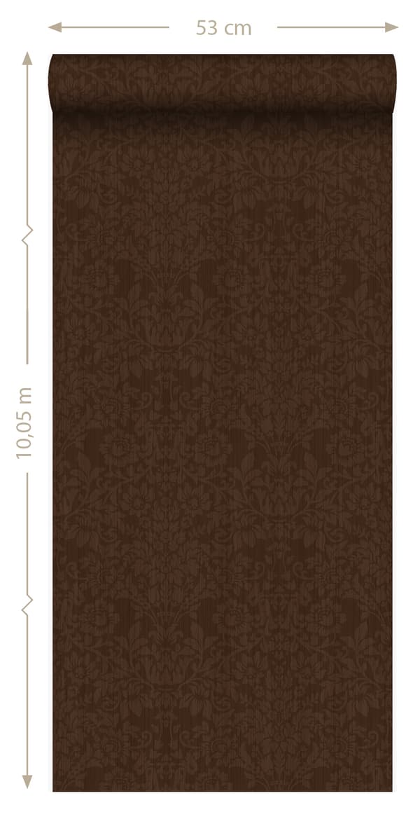 Origin Wallcoverings tapet ornament brunt och guldglänsande 53 cm x 10,05 m