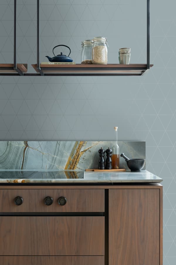 Origin Wallcoverings tapet grafiske trekanter gråblåt 0,53 x 10,05 m