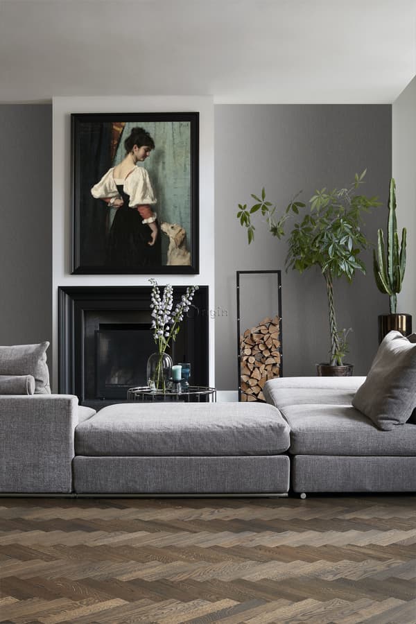 Origin Wallcoverings tapet gräsväv med linnestruktur mörkbrunt 53 cm x 10,05 m