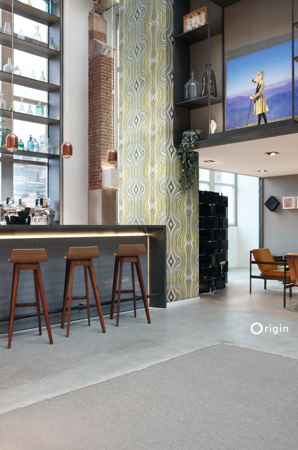 Origin Wallcoverings tapet grafiske linjer okkergult 53 cm x 10,05 m