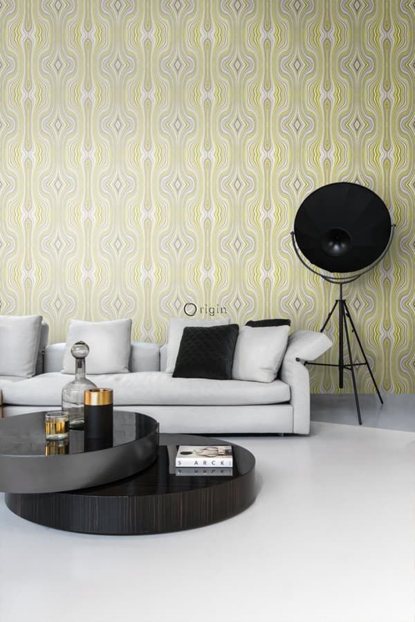 Origin Wallcoverings tapet grafiske linjer okkergult 53 cm x 10,05 m