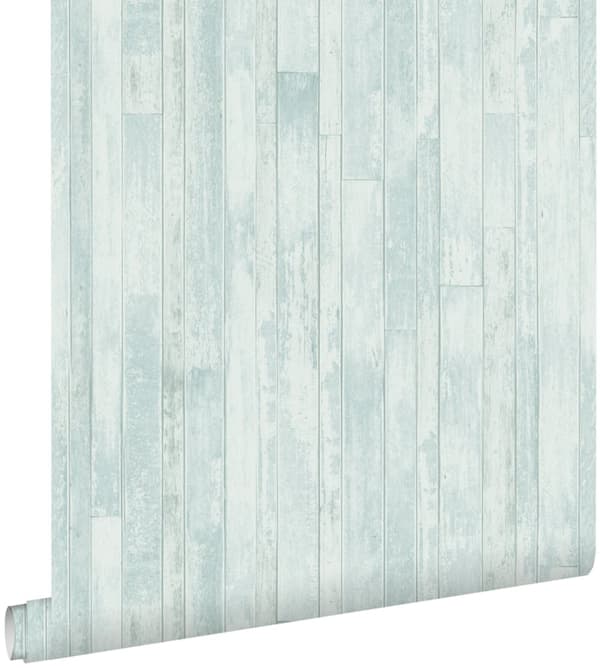 ESTAhome tapet vintage träplankor återanvänt trä gråaktigt turkos 53 cm x 10,05 m