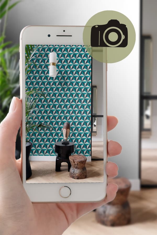 Origin Wallcoverings tapet tredimensionell grafik turkost 53 cm x 10,05 m