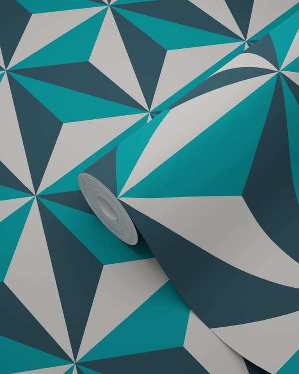 Origin Wallcoverings tapet tredimensionell grafik turkost 53 cm x 10,05 m