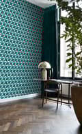Miniatyrbild 2 av 6: Origin Wallcoverings tapet tredimensionell grafik turkost 53 cm x 10,05 m