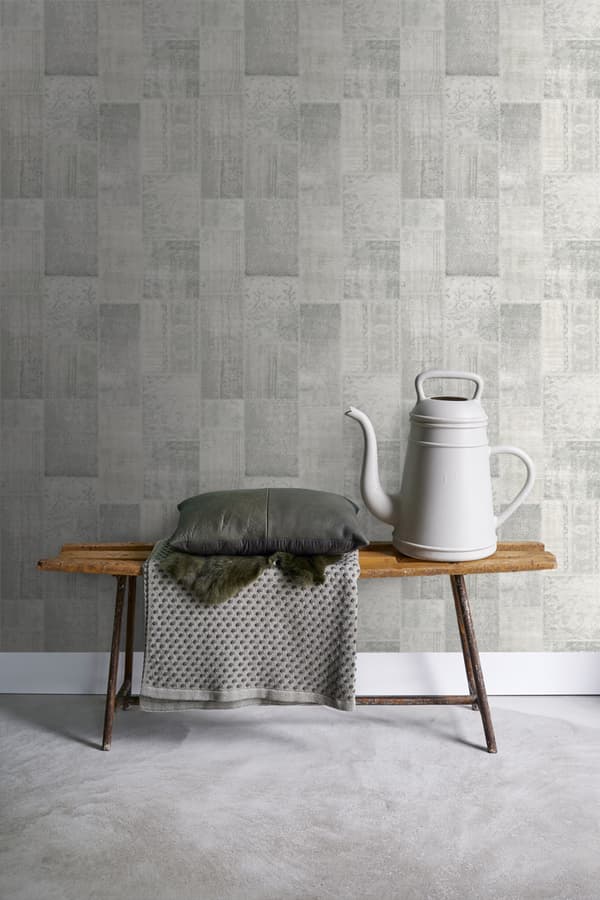 ESTAhome tapet kelim-kludetæppe gråt 53 cm x 10,05 m
