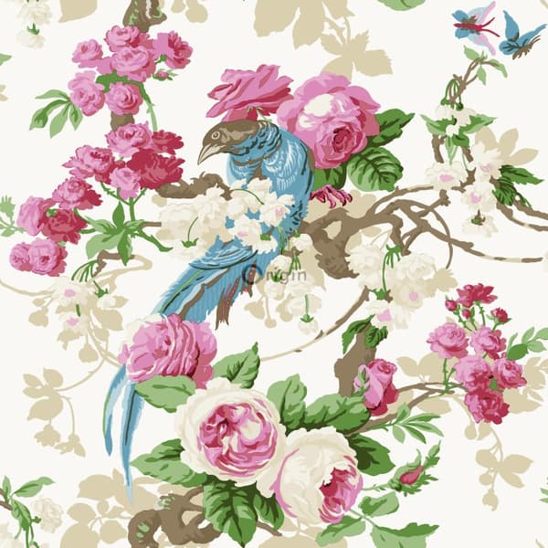 Origin Wallcoverings tapet paradisfåglar rosa 53 cm x 10,05 m