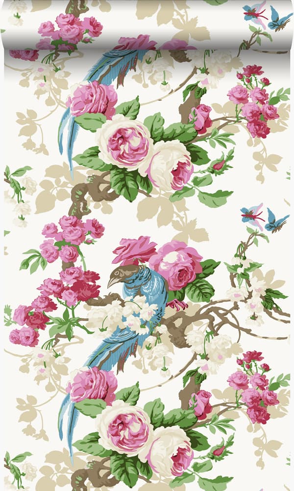 Origin Wallcoverings tapet paradisfåglar rosa 53 cm x 10,05 m