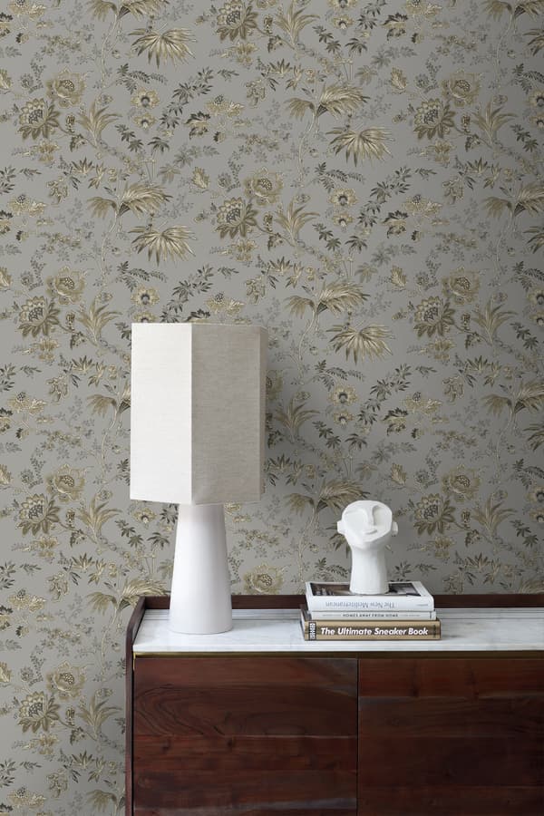 Origin Wallcoverings tapet blomster muldvarpegråt og brunt 53 cm x 10,05 m