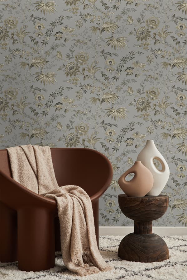 Origin Wallcoverings tapet blomster muldvarpegråt og brunt 53 cm x 10,05 m