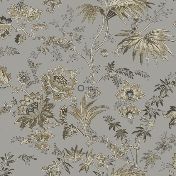 Origin Wallcoverings tapet blomster muldvarpegråt og brunt 53 cm x 10,05 m
