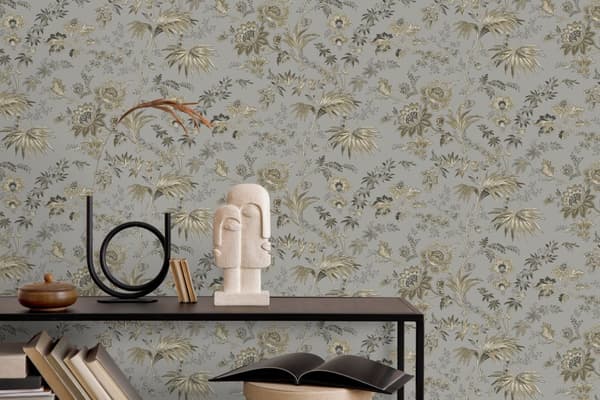 Origin Wallcoverings tapet blomster muldvarpegråt og brunt 53 cm x 10,05 m
