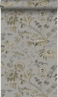 Miniatyrbillede 1 af 8: Origin Wallcoverings tapet blomster muldvarpegråt og brunt 53 cm x 10,05 m