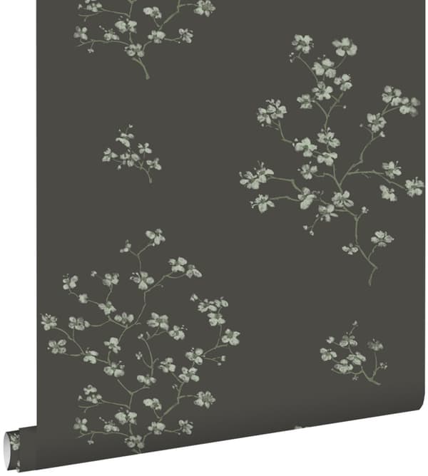 ESTAhome tapet blomstrende grene sort 0,53 x 10,05 m