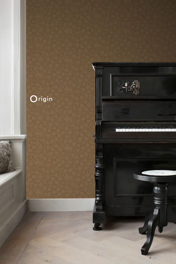 Origin Wallcoverings tapet blomster brunt og guldglinsende 53 cm x 10,05 m