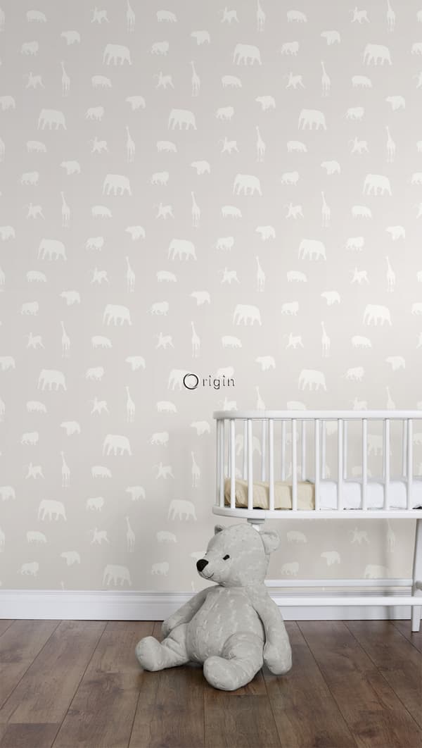 Origin Wallcoverings tapet djur glänsande varmt grått 0,53 x 10,05 m