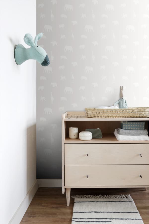 Origin Wallcoverings tapet djur glänsande varmt grått 0,53 x 10,05 m