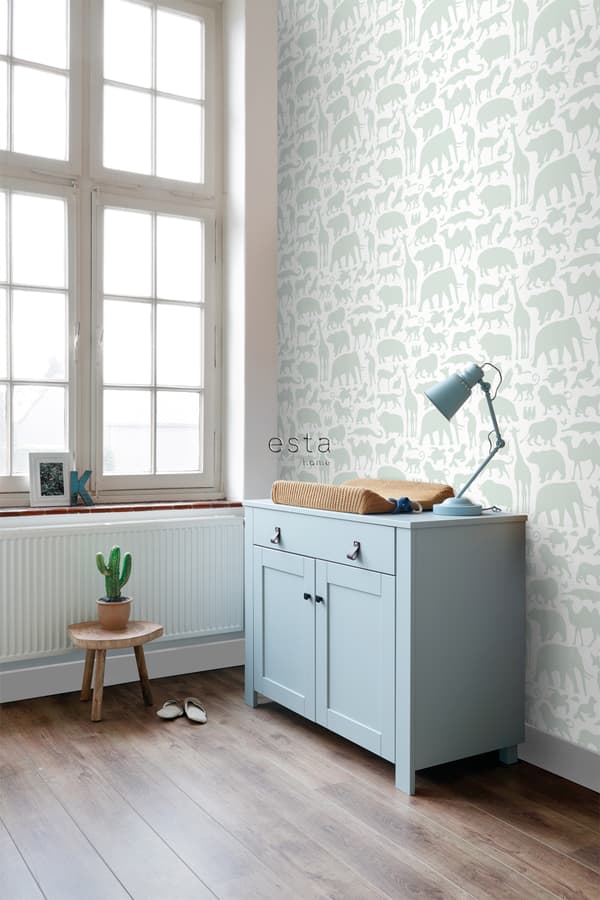 ESTAhome tapet dyr mintgrønt 0,53 x 10,05 m