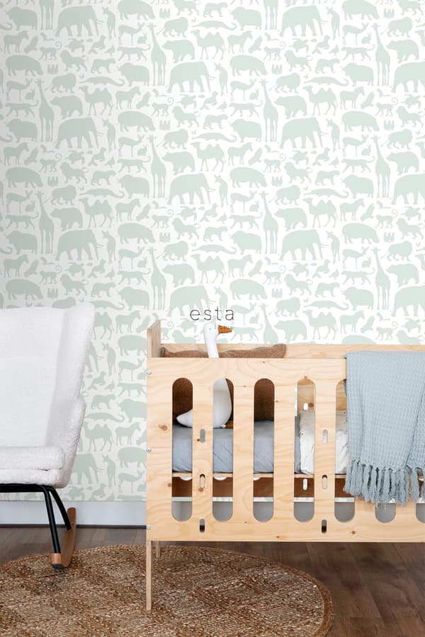 ESTAhome tapet dyr mintgrønt 0,53 x 10,05 m