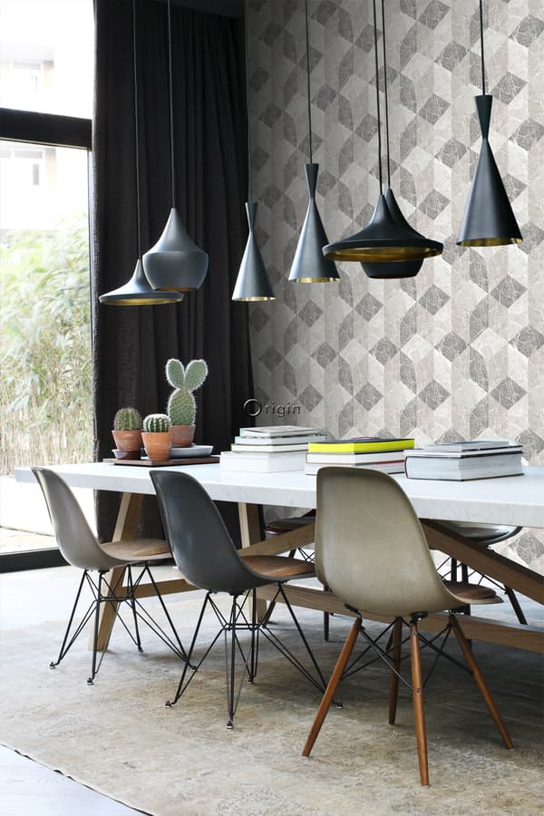 Origin Wallcoverings tapet 3D marmor motiv beige och mullvadsgrått 53 cm x 10,05 m