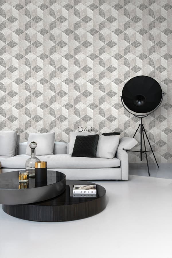 Origin Wallcoverings tapet 3D marmor motiv beige och mullvadsgrått 53 cm x 10,05 m