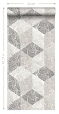 Miniatyrbild 8 av 8: Origin Wallcoverings tapet 3D marmor motiv beige och mullvadsgrått 53 cm x 10,05 m