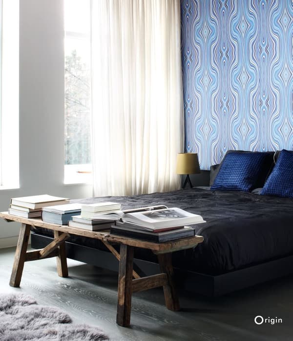 Origin Wallcoverings tapet grafiska linjer blått och turkost 53 cm x 10,05 m