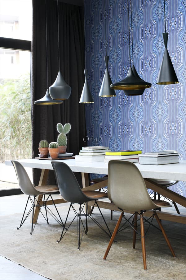 Origin Wallcoverings tapet grafiska linjer blått och turkost 53 cm x 10,05 m