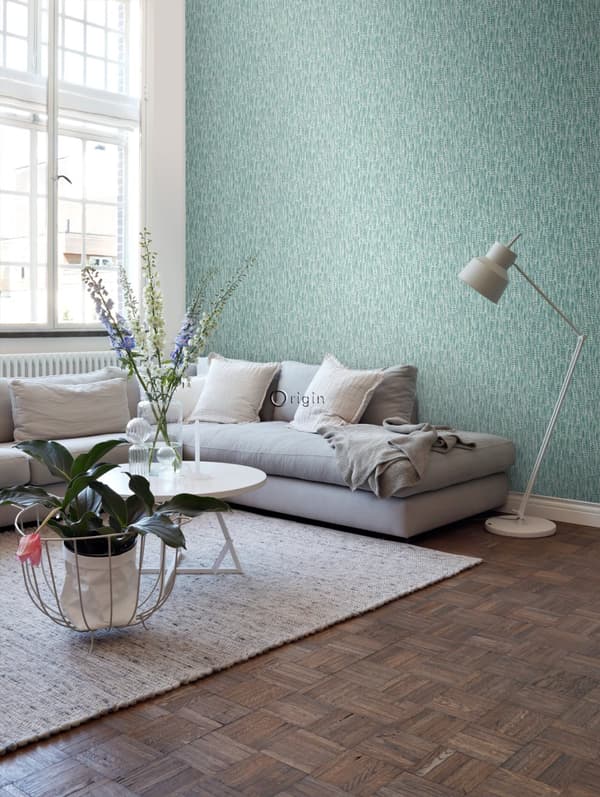 Origin Wallcoverings tapet fjädrar lagungrönt 53 cm x 10,05 m