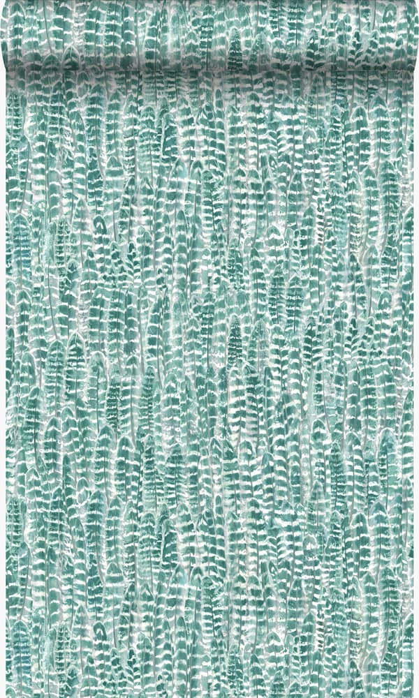 Origin Wallcoverings tapet fjädrar lagungrönt 53 cm x 10,05 m