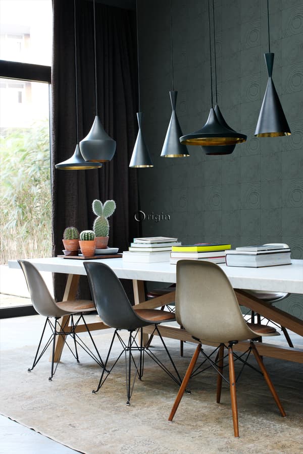 Origin Wallcoverings tapet tværsnit træstammer smaragdgrønt 53 cm x 10,05 m