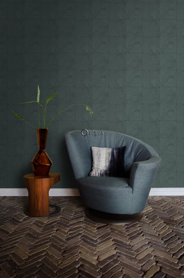 Origin Wallcoverings tapet tværsnit træstammer smaragdgrønt 53 cm x 10,05 m