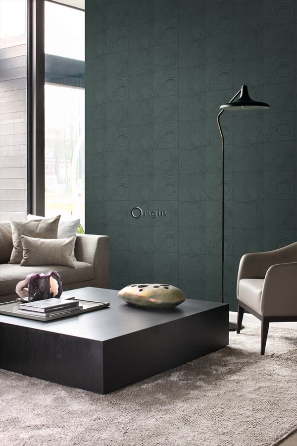 Origin Wallcoverings tapet tværsnit træstammer smaragdgrønt 53 cm x 10,05 m