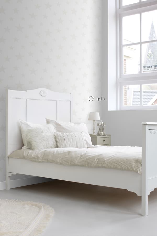 Origin Wallcoverings tapet stjärnor matt vitt och glänsande silver 0,53 x 10,05 m