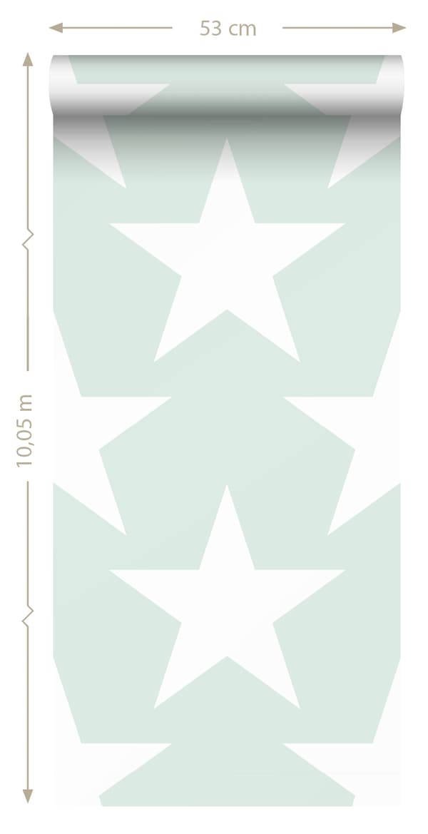 Sanders & Sanders tapet stjerner mintgrønt - 935258 - 53 cm x 10,05 m