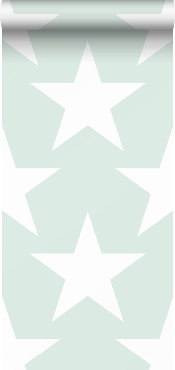 Sanders & Sanders tapet stjerner mintgrønt - 935258 - 53 cm x 10,05 m