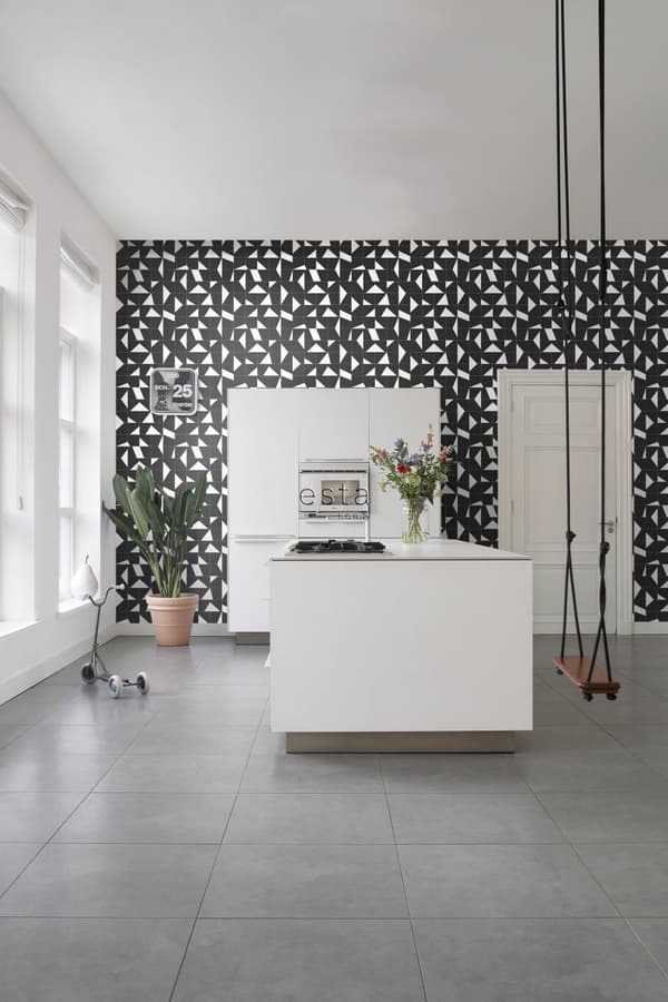 ESTAhome tapet kakelmotiv svart och vitt 0,53 x 10,05 m
